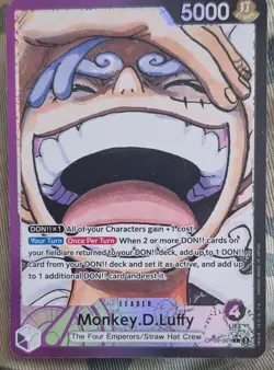 Bandai One Piece CCG Monkey.D.Luffy Leader The Four Emperors OP09-061 5000 Power - Image 1