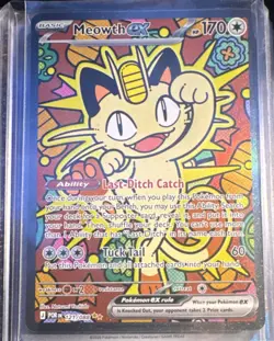 Pokemon Meowth EX Full Art Holo 170 HP POR 121/088 Card 2016 - Image 1