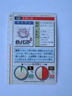 Pokemon Carddass Card Koffing No.109 Bandai Pocket Monsters Red version 1996 - Image 2