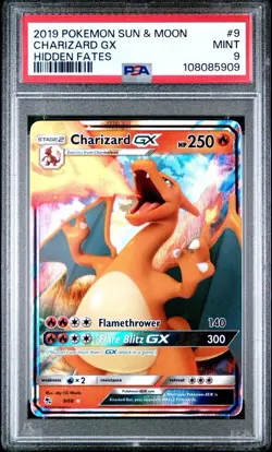 2019 Pokemon Hidden Fates # 9 Charizard GX PSA 9 Card MINT Trusted Seller! - Image 1