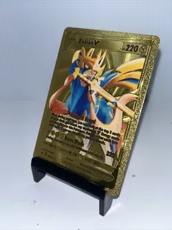 Zacian V Metal Gold Foil Pokemon Card Fan Art Display Card HP220 - Image 4