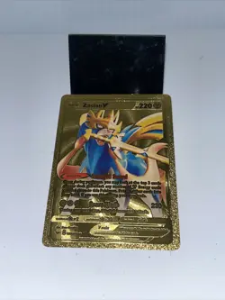 Zacian V Metal Gold Foil Pokemon Card Fan Art Display Card HP220 - Image 5