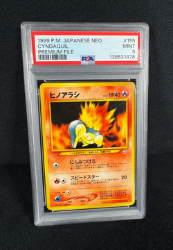 Pokemon Cyndaquil Japanese NEO 1999 Premium File #155 Pokemon PSA 9 MINT - Image 2