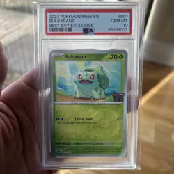 Pokemon Bulbasaur 001/165 Scarlet & Violet 151 Best Buy Exclusive PSA 10 - Image 1
