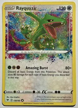 Rayquaza 138/185 (NM) Amazing Rare Sword & Shield: Vivid Voltage 2020 Pokemon - Image 1