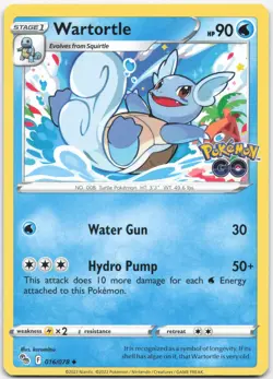Wartortle 016/078 Uncommon Pokemon GO Pokemon Near Mint - Image 1