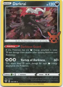 Darkrai 105/189 Holo Rare Darkness Ablaze Pokemon Holo Lightly Played - Image 1