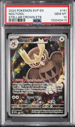 2024 POKEMON SVP EN-SV BLACK STAR PROMO #141 NOCTOWL PSA 10 - Image 1