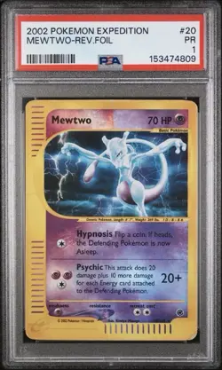 Mewtwo 2002 Pokemon Expedition 20/165 Reverse Holo PSA 1 - Image 1