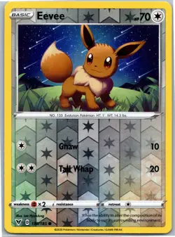 Pokemon 2020 Eevee Common Reverse Holo SWSH04 130/185 NM - Image 1