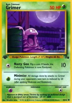Damaged, English Pokemon Regular Grimer - 48/62 - Common - 1st Edition Fossil - - Image 1