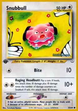 Heavily Played, English Pokemon Regular Snubbull - 55/64 - Common - 1st Edition - Image 1