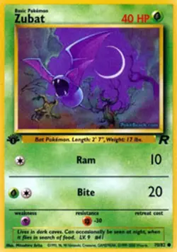 Moderately Played, English Pokemon Regular Zubat - 70/82 - Common - 1st Edition - Image 1