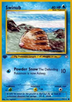 Heavily Played, English Pokemon Regular Swinub - 79/111 - Common - 1st Edition N - Image 1