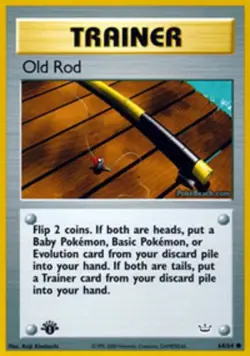 Heavily Played, English Pokemon Regular Old Rod - 64/64 - Common - 1st Edition N - Image 1
