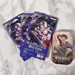 One Piece Bundle of 4 - 1x OP13 Promo Tin + 3x OP14 Sleeved Blister Booster Pack - Image 1