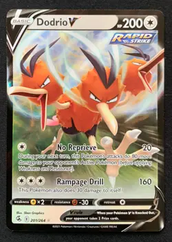 Dodrio V 201/264 Fusion Strike Ultra Rare Holo Pokemon TCG Card NM - Image 1