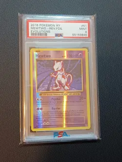 2016 POKEMON XY EVOLUTIONS #51 MEWTWO-REVERSE FOIL PSA 9 MINT - Image 2
