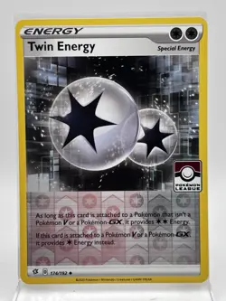 Twin Energy 174/192 Reverse Holo Pokemon League Stamped Rebel Clash LP - Image 1