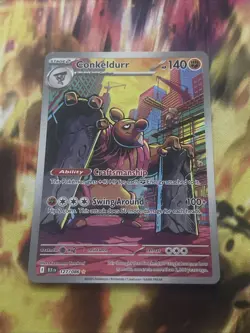 Pokemon TCG Conkeldurr Illustration Rare 127/086 SV: Black Bolt NM - Image 1