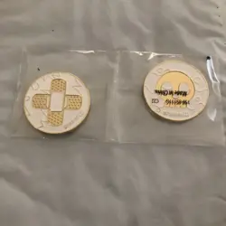 POKEMON TCG C22 BURN & POISON SKULL BAND AIDS METAL COINS GOLD & WHITE SEALED - Image 1