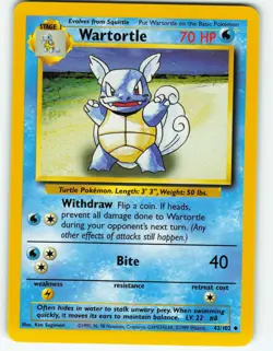 Wartortle - 42/102 Base Set - Pokemon TCG - 1999 - Image 1