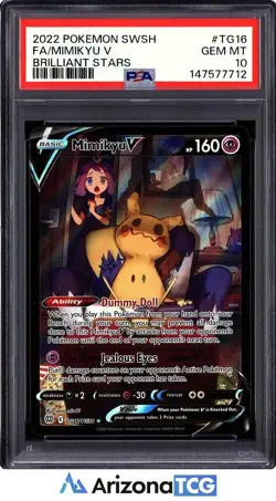Pokemon 2022 Mimikyu V TG16/TG30 Full Art Brilliant Stars GEM MINT PSA 10 - Image 1