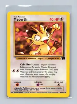 Meowth 62/82 Common Team Rocket Pokemon Unlimited Lightly Played - Image 1