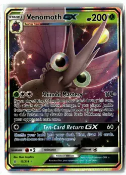 Venomoth GX ⭐ 12/214 Holo GX Rare Unbroken Bonds 2019 Pokemon NM - Image 1
