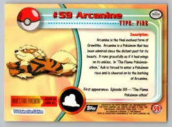 Arcanine #59 Topps Trading Cards Series 1 Pokemon LP - Image 2