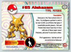 Alakazam #65 Topps Trading Cards Series 1 Pokemon MP - Image 2