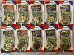10 Pokemon Scarlet & VioletTemporal Forces BlisterPack CARVANHA/BELLIBOLT & Coin - Image 1