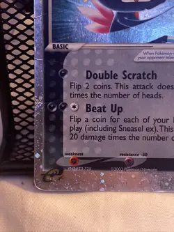 Pokemon TCG Sneasel ex EX Ruby and Sapphire 103/109 Holo Ultra Rare - Image 5