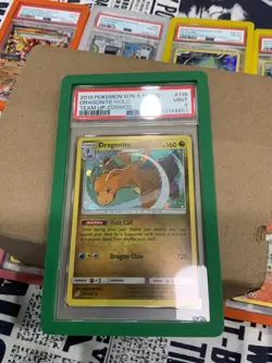 Dragonite Holo #119 PSA 9 2019 Pokemon Sun & Moon Team Up Cosmos Holo 🩸 & Swirl - Image 1