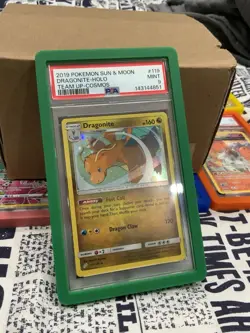 Dragonite Holo #119 PSA 9 2019 Pokemon Sun & Moon Team Up Cosmos Holo 🩸 & Swirl - Image 2