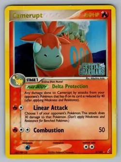 Camerupt 3/100 Holo Rare Crystal Guardians Pokemon MP - Image 1