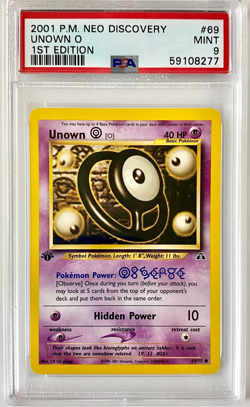 PSA 9 Unown O Mint 69/75 Neo Discovery 1st Edition 2001 Pokemon 59108277 - Image 1