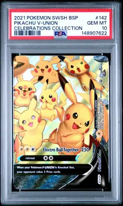 PSA 10 PIKACHU V-UNION SWSH142 CELEBRATIONS BLACK STAR PROMO POKEMON GEM MINT - Image 1