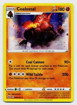 Coalossal 080/163 Pokemon TCG SWSH: Battle Styles Holo NM - Image 1