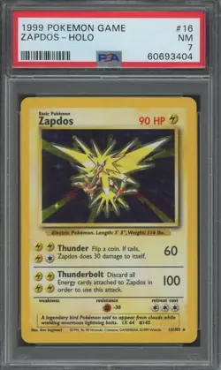 ZAPDOS Base Set Holo Rare #16 PSA 7 Vintage Pokemon [Nostalgium] - Image 1