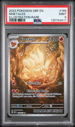 Pokemon Ninetales 199/197 Illustration Rare Obf En-Obsidian Flames PSA 9 - Image 1