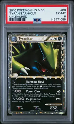 2010 POKEMON HEARTGOLD & SOULSILVER UNLEASHED #88 TYRANITAR-HOLO PSA 6 - Image 1