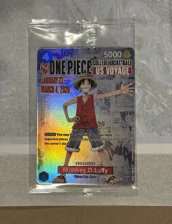 One Piece Monkey.D.Luffy US College Basketball Promo Card *SEALED Slight Damage* - Image 1