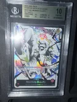 BGS 10 PRISTINE MONKEY D LUFFY ST21-001 ALT ART ONE PIECE STARTER DECK EX GEAR 5 - Image 1