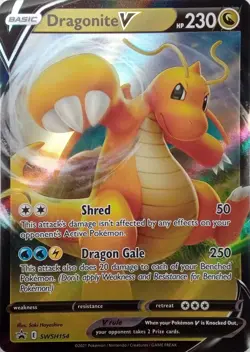 SWSH154 DRAGONITE V ULTRA RARE BLACK STAR PROMO POKEMON CARD - Image 1