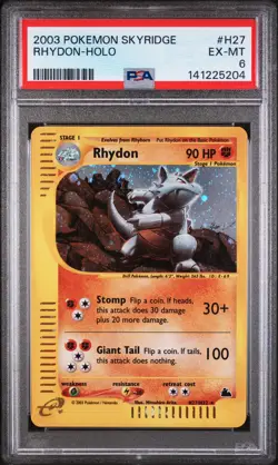 2003 POKEMON SKYRIDGE #H27 RHYDON-HOLO PSA 6 - Image 1