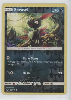Sneasel Reverse Foil Pokemon Sun & Moon Burning Shadows #85 - Image 1