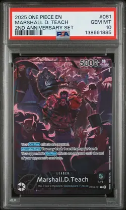 2025 ONE PIECE ENGLISH 2ND ANNIVERSARY SET OP09-081 MARSHALL D. TEACH PSA 10 - Image 1