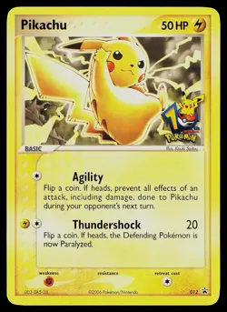 Pokemon Card - Pikachu 10th Anniversary Black Star Promo 012 StampedPokemon Card - Image 1