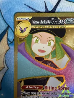 Team Rocket's Crobat ex 242/182 Destined Rivals Holo Pokemon Card - Image 3